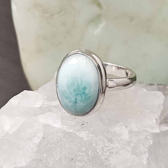 Natural Blue Larimar Ring .925 sz 6 - Picture 7 of 10
